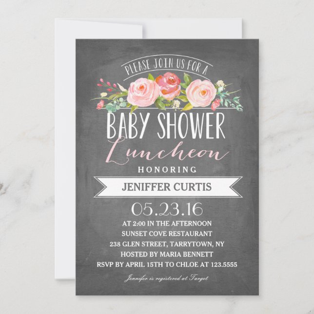 Rose Banner Luncheon | Baby Shower Invitation (Front)
