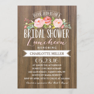 Rose Banner Luncheon Bridal Shower Invitation