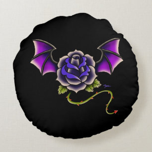 Rose Bat Round Pillow