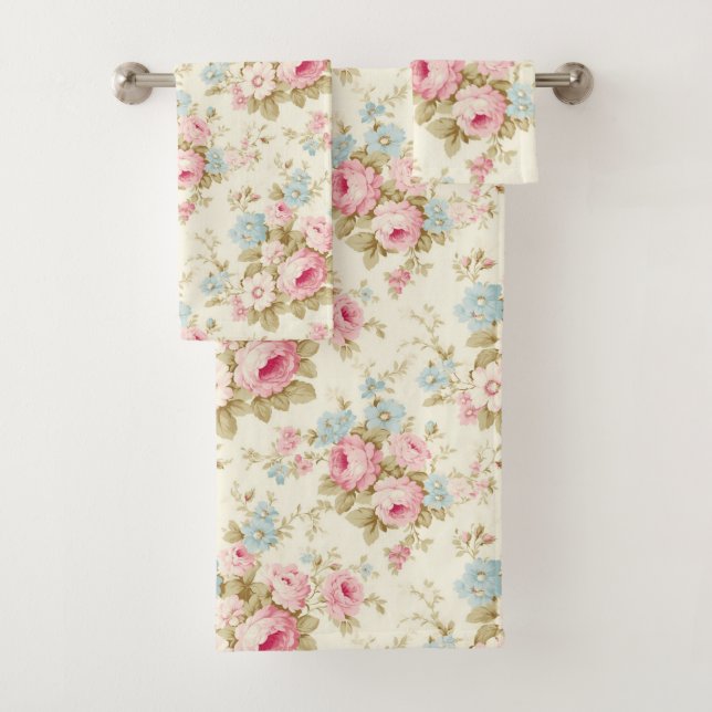 Rose beige bleu floral aquarelle shabby chic  (En situation)