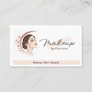 Rose Beige Elegant makeup Feminine Face Line Art Business Card