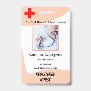 Rose Beige Employee Photo Logo for Hospital Nurse Badge