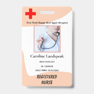 Rose Beige Employee Photo Logo for Hospital Nurse Badge