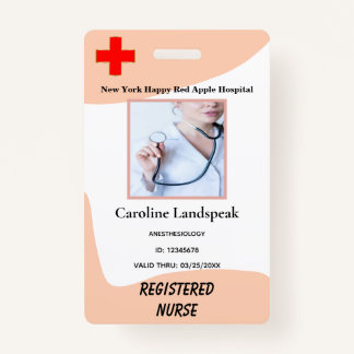 Rose Beige Employee Photo Logo for Hospital Nurse Badge