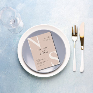 Rose Beige Minimalist Elegant Bold Initial Wedding Invitation