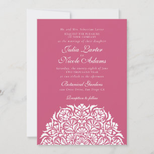 Rose Berry Pink Whimsical Floral Mandala Wedding Invitation