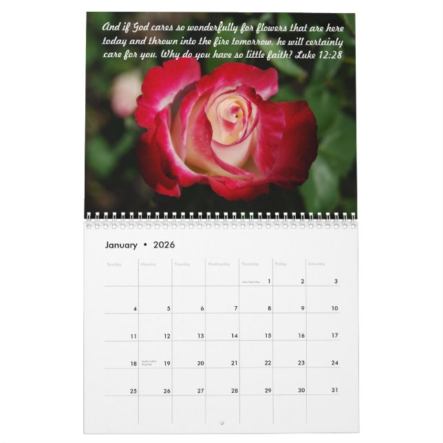 Rose Bible Verses 2016 Calendar (Jan 2026)