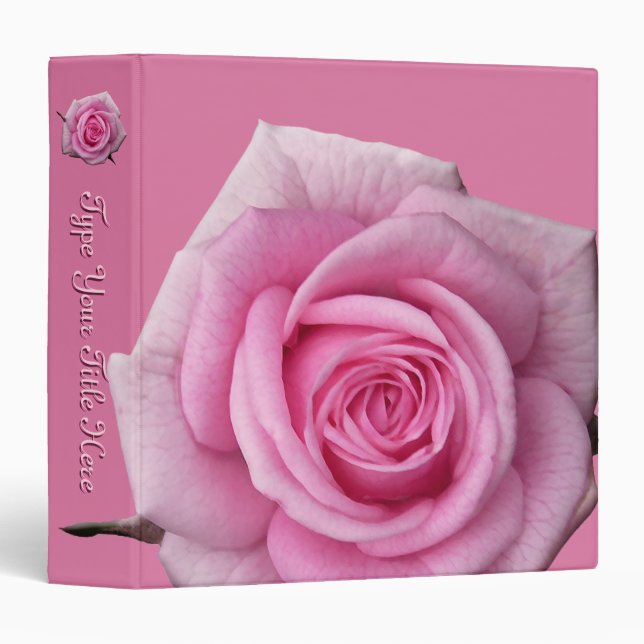 Rose Binder Personalized Pink Rose School Binder (Front/Spine)