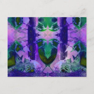 Rose Birds, Abstract Violet Pink Cycle Postcard
