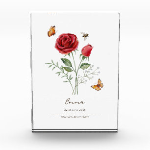 Rose Birth Month Flower Photo Block