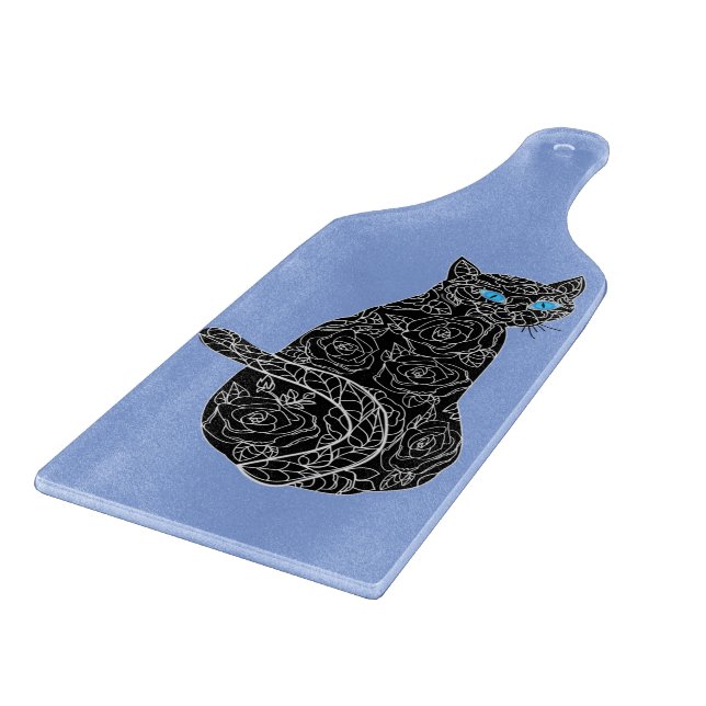 Rose Black Cat Cutting Board - Choose Colour (Corner)