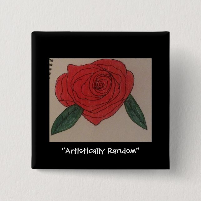 Rose black square button (Front)