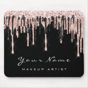 Rose Black White Glitter Name Makeup Wax Lashes Mouse Pad
