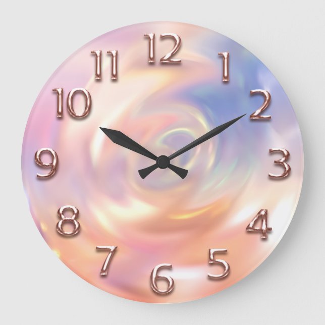 Rose BlackArabic Number Holographic Rose Large Clock (Front)