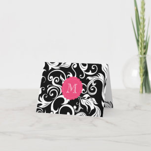 Rose blanc de monogramme de note de noir floral