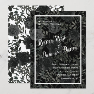 Rose blanc et noir Invitations de mariage gothique