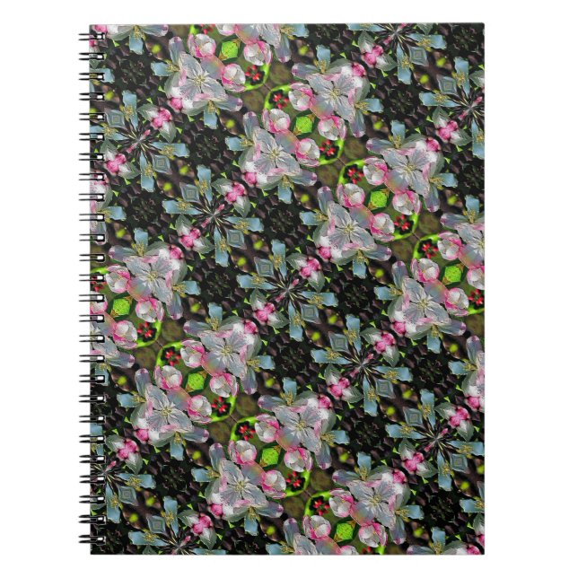 Rose Blanc Printemps fleurit Abstrait Carnet d'art (Devant)