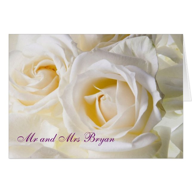 Rose blanche Cartes pour notes de mariage personna (Devant Horizontal)