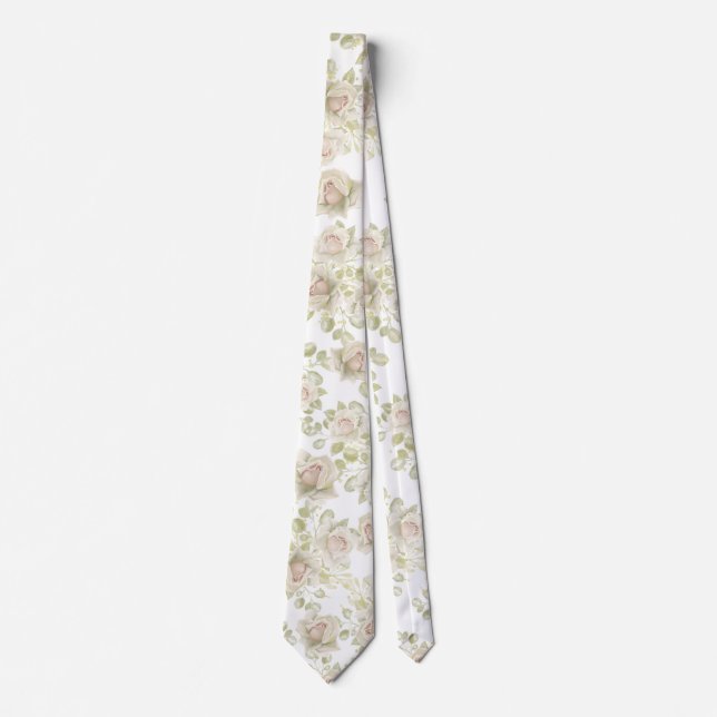 Rose blanche crème Mariage blanc Cravate floral bl (Devant)