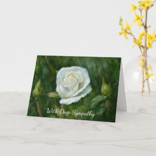 Rose blanche dans un jardin Carte de Sympathie Art
