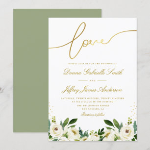 rose blanche et faire-part de mariage verdoyante