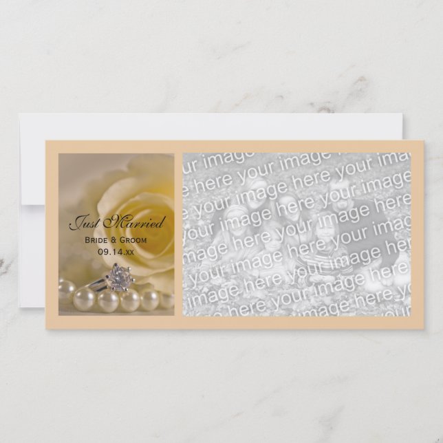 Rose blanche et perles juste mariés Faire-part (Devant)