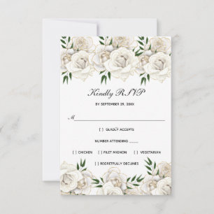 Rose blanche Floral Formal Mariage élégant RSVP