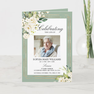 Rose blanche Floral Photo Memorial Programmes funé