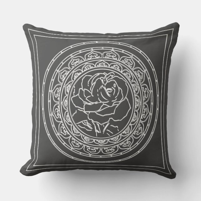 Rose blanche Mandala - Coussin (Recto)