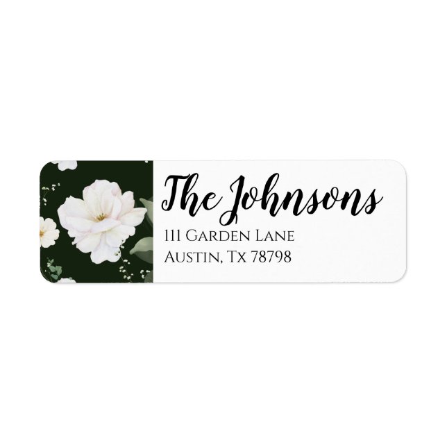 Rose blanche sur Black Floral Retourner l'adresse  (Devant)