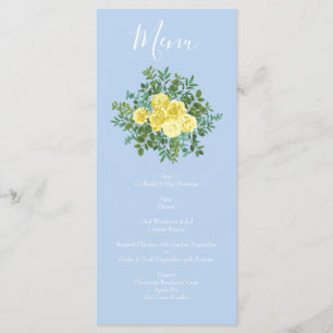 Rose bleu clair jaune pâle Floral Mariage Menu