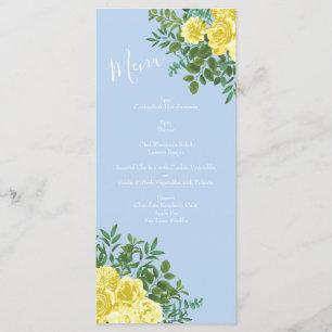 Rose bleu clair jaune pâle Floral Mariage Menu