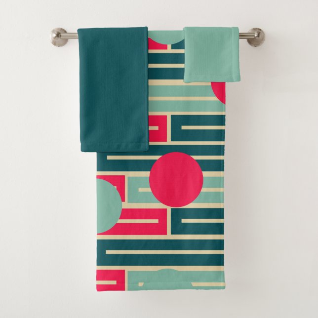 Rose, Bleu clair, Rectangles Turquoises et Bat Cer (En situation)