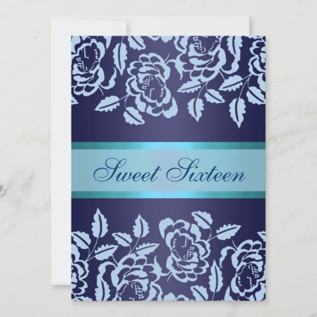 Rose bleu doux16 Invitation d'anniversaire (Devant)