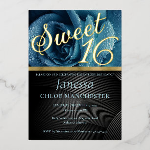 Rose bleu doux 16 Invitation Foil Invitation