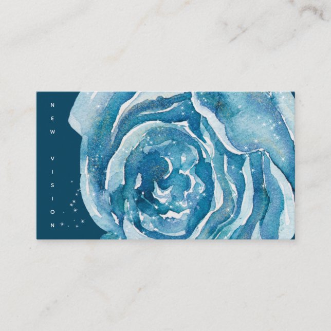 Rose bleu étincelle Carte de visite américain (Devant)