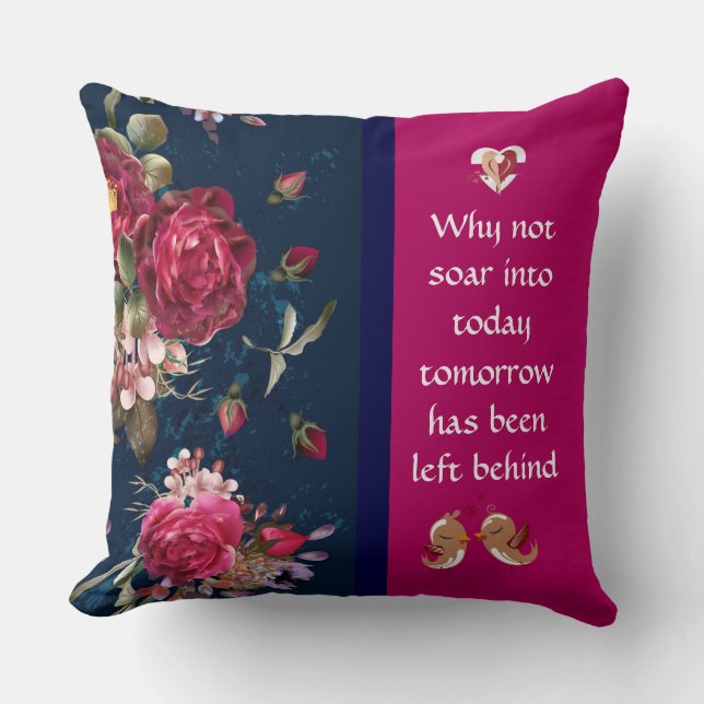 Rose bleu foncé Coussin floral (Recto)