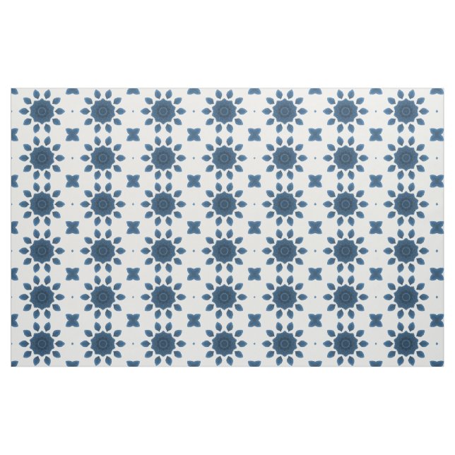 Rose bleu Kaleidoscope Motif sur tissu blanc (Fat Quarter)
