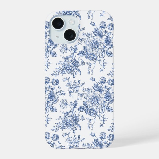 Rose bleu vintage motif floral (Verso)