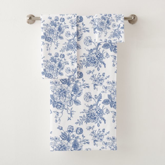 Rose bleu vintage motif floral (En situation)
