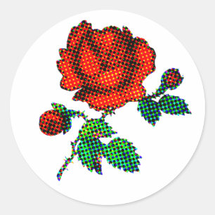 Rose Bloom Halftone Fine Art Classic Round Sticker