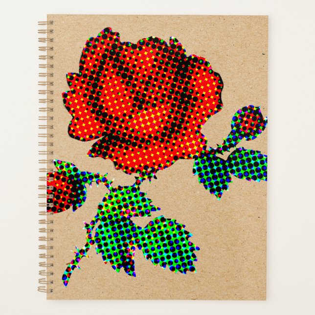 Rose Bloom Halftone on Brown Paper Fine Art (Devant)