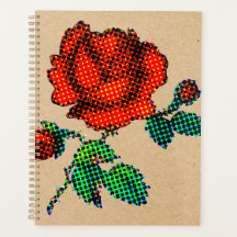 Rose Bloom Halftone on Brown Paper Fine Art