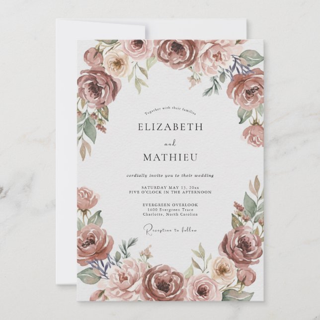 Rose Bloom Romance Wedding Invitation (Front)