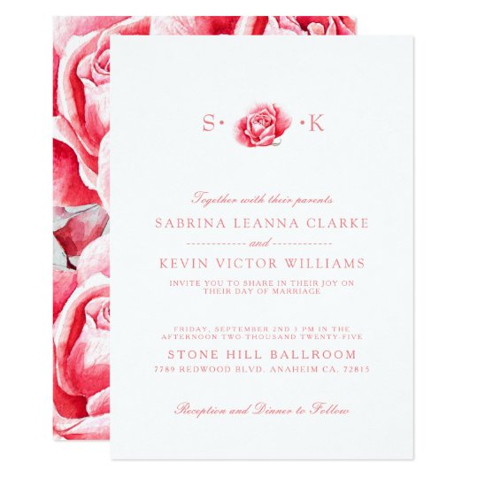 Rose Bloom | White Wedding Invitation