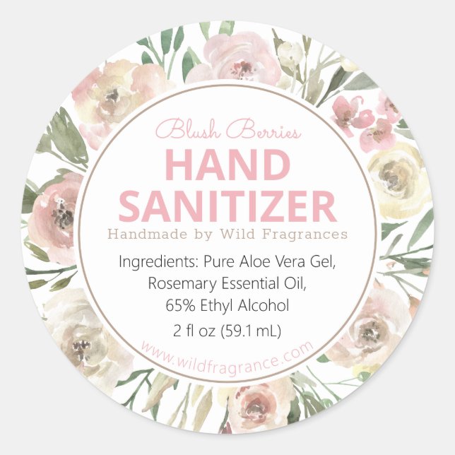Rose Blooms Personalized Hand Sanitizer Soap Label (Front)