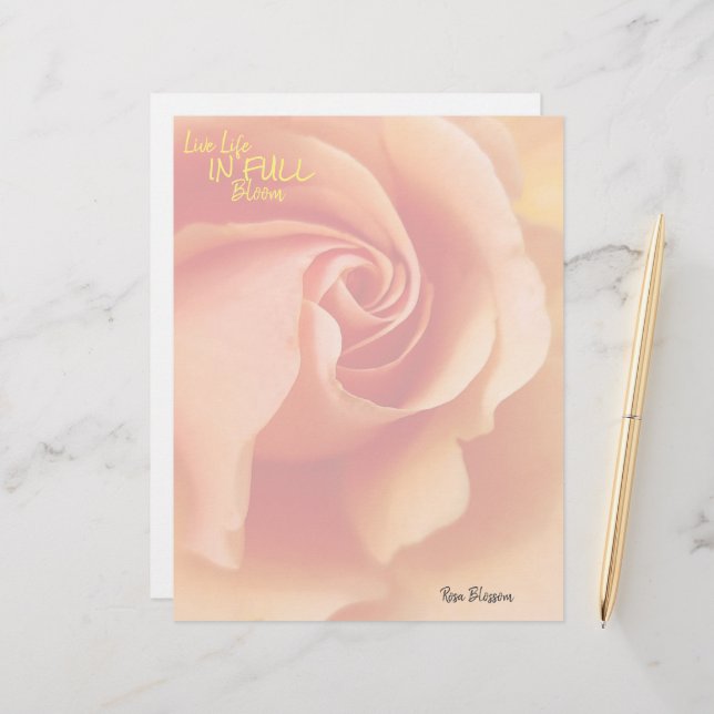 Rose Blossom / Apricot Peach / Stationery Sheets (Front/Back In Situ)