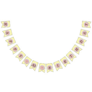 Rose Blossom / Pink & Yellow / 30th Birthday Bunting Flags