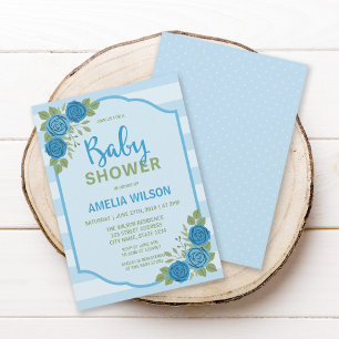 Rose Blue Boy Baby shower Invitation