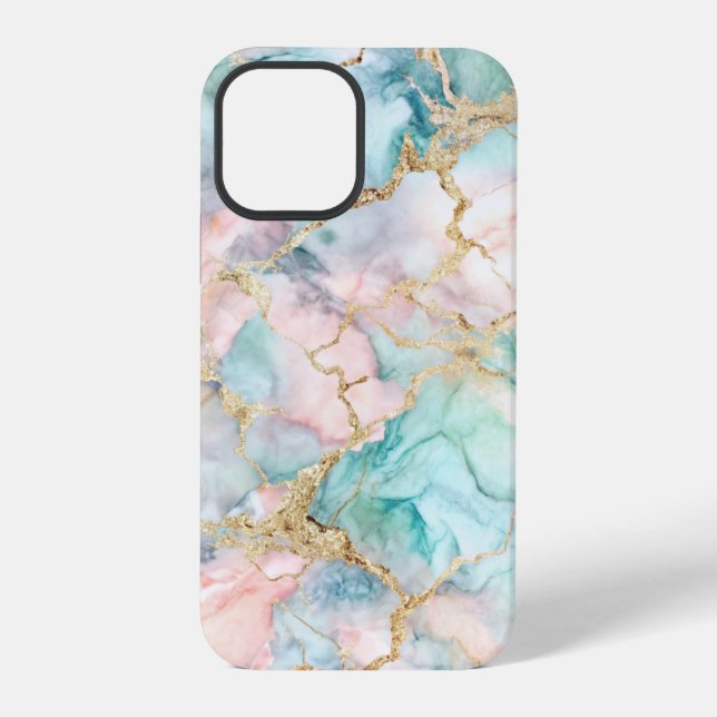 Rose Blue Gold Marble iPhone Case (Back)